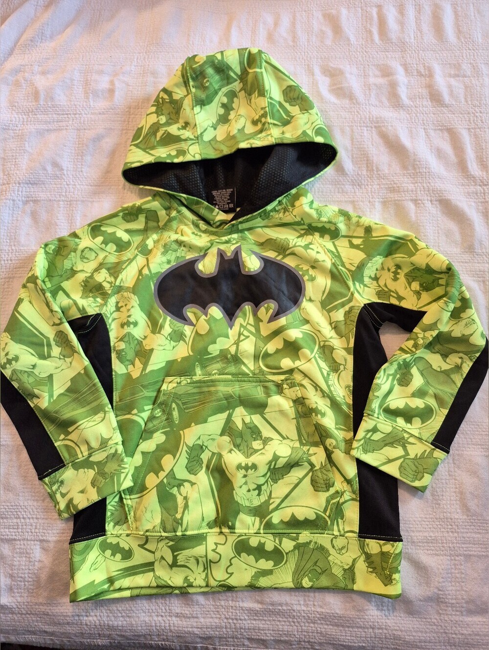 Batman boys Small or 6/7 neon yellow & green black hoodie EUC